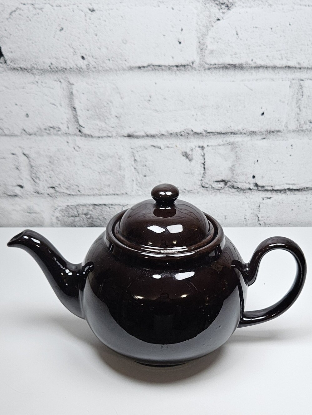 Vintage English Brown Glazed Ceramic Teapot with Lid Cottagecore Decor